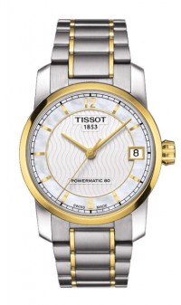 Tissot Titanium Women's Automatic White MOP Dial Two-Tone Watch with Titanium Bracelet T0872075511700