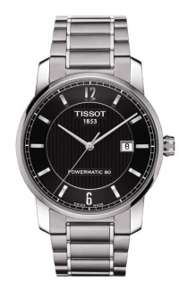 Tissot Titanium Men's Automatic Black Dial Watch with Titanium Bracelet T0874074405700