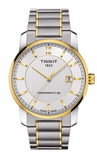 Tissot Titanium Men's Automatic Silver Dial Two-Tone Watch with Titanium Bracelet T0874075503700
