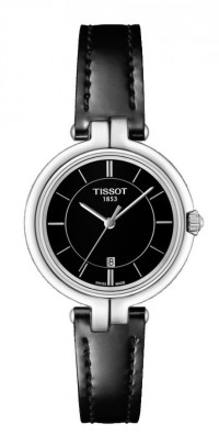 Tissot Flamingo Women's Quartz Black Dial with Black Leather Strap T0942101605100