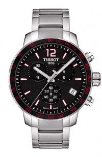 Tissot Quickster Men's Quartz Chronograph Black Dial Watch with Stainless Steel Bracelet T0954171105700
