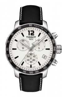 Tissot Quickster Men's Quartz Chronograph Silver Dial Watch with Black Leather Strap T0954171603700