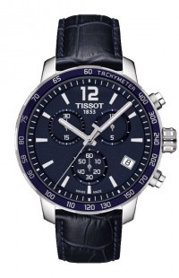 Tissot Quickster Men's Quartz Chronograph Blue Dial Watch with Blue Leather Strap T0954171604700