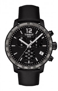 Tissot Quickster Men's Quartz Chronograph Black Dial Watch with Black Strap T0954173605702