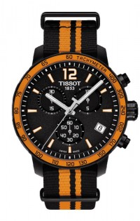 Tissot Quickster Chronograph Men & Women's Quartz  Black Dial with Synthetic straps T0954173705700