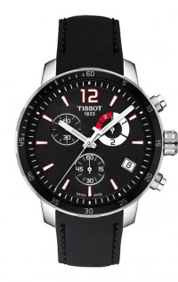 Tissot Quickster Football Men's Quartz Black Dial Watch with Black Rubber Strap T0954491705700