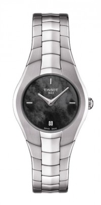 Tissot T-Round Women's MOP Black Dial Quartz Watch with Stainless Steel Bracelet T0960091112100