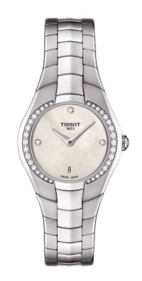 Tissot T-Round Women's Quartz White MOP Dial Diamond Watch with Stainless Steel Bracelet T0960096111600