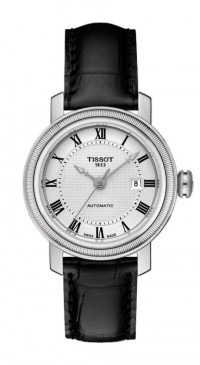 Tissot Bridgeport Women's Automatic Silver Dial with Black Leather Strap T0970071603300