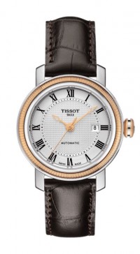Tissot Bridgeport Women's Automatic Silver Dial Watch with Brown Leather Strap T0970072603300