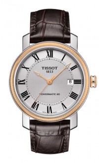 Tissot Bridgeport Men's Powermatic 80 Silver Dial Watch with Brown Leather Strap T0974072603300