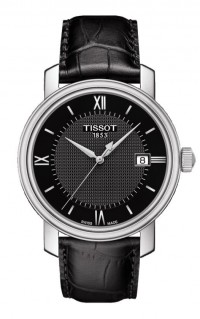 Tissot Bridgeport Men's Quartz Black Dial Watch with Black Leather Strap T0974101605800