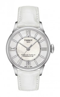 Tissot Chemin Des Tourelles Women's Automatic White MOP Dial with White Leather Strap T0992071611600