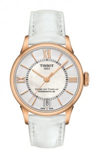 Tissot Chemin Des Tourelles Women's Automatic White MOP Dial with White Leather Strap T0992073611800