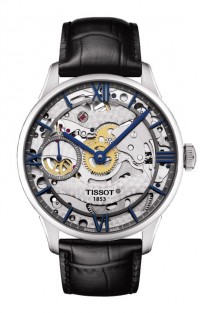 Tissot Chemin Des Tourelles Squelette with Black Leather Strap T0994051641800