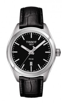 Tissot PR 100 Women's Quartz Black Dial with Black Leather strap T1012101605100