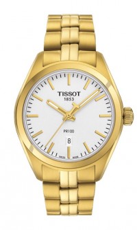 Tissot PR 100 Women's Quartz Silver Dial with Yellow gold PVD Stainless Steel Bracelet T1012103303100