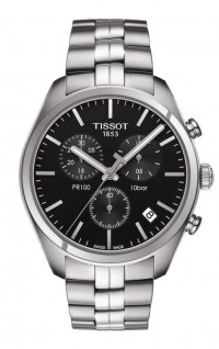 Tissot PR 100 Men's Quartz Chronograph Black Dial with Stainless Steel Bracelet T1014171105100
