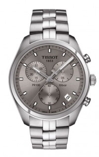 Tissot PR 100 Men's Quartz Chronograph Rhodium Dial with Stainless Steel Bracelet T1014171107100