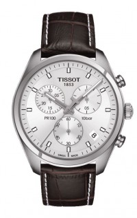Tissot PR 100 Men's Quartz Chronograph Silver Dial with Brown Leather Strap T1014171603100