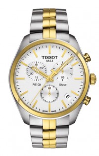 Tissot PR 100 Men's Quartz Chronograph Silver Dial with Two-Tone Stainless Steel Bracelet T1014172203100