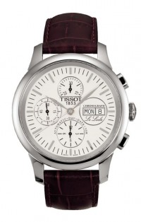 Tissot Le Locle Valjoux Men's Automatic Chronograph White Dial Watch with Brown Leather Strap T41131731