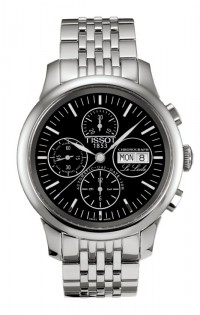 Tissot Le Locle Valjoux Men's Automatic Chronograph Black Dial Watch with Stainless Steel Bracelet T41138751