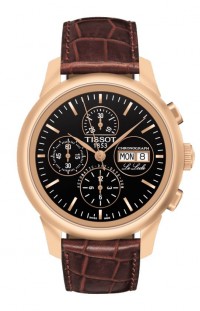 Tissot Le Locle Valjoux Men's Automatic Chronograph Black Dial Watch with Brown Leather Strap T41531751