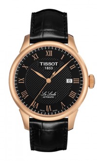 Tissot Le Locle Men's Automatic Black Dial Watch with Black Leather Strap T41542353