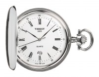 Tissot Savonnette Men's Quartz Pocket Watch with White Dial and Chain T83655313