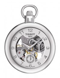 Tissot Pocket Mechanical Skeleton Silver Bezel Watch with Chain T8534051941200