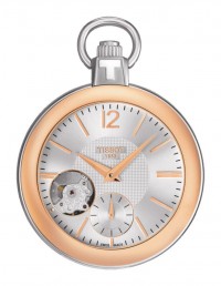 Tissot Pocket 1920 Men's Mechanical Pocket Watch with Rose Gold PVD Case, Silver Dial and Chain T8534052903701