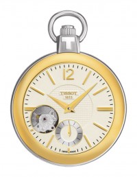 Tissot Pocket 1920 Men's Mechanical Pocket Watch with Gold PVD Case, Ivory Dial and Chain T8534052926700