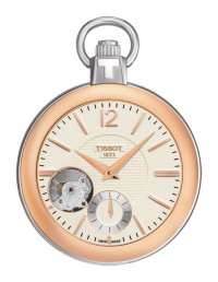 Tissot Pocket 1920 Men's Mechanical Pocket Watch with Rose Gold PVD Case, Ivory Dial and Chain T8534052926701