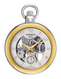 Tissot Pocket Mechanical Skeleton Yellow Gold Bezel Watch with Chain T8534052941200