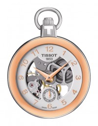 Tissot Pocket Mechanical Skeleton Rose Gold Bezel Watch with Chain T8534052941201