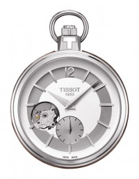 Tissot Pocket 1920 Men's Mechanical Pocket Watch with Silver Dial and Brown Leather Case T8544051903700