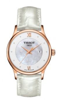 Tissot Rose Dream Women's Quartz Diamonds 18K Gold Case White Dial Watch with White Leather Strap T9142107611600
