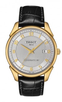 Tissot Vintage Powermatic 80 Men's Automatic 18K Gold Case Silver Dial Watch with Black Leather Strap T9204071603200