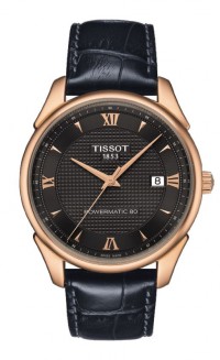 Tissot Vintage Powermatic 80 18K Rose Gold Anthracite Dial Men's Watch with Black Leather Strap T9204077606800