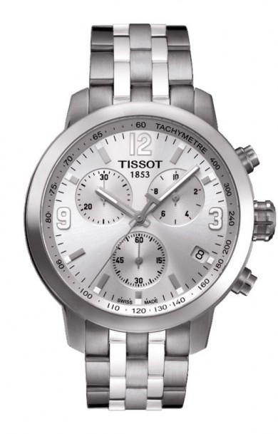 Tissot PRC 200 Men's Quartz Chrono Silver Dial Watch with Stainless Steel Bracelet